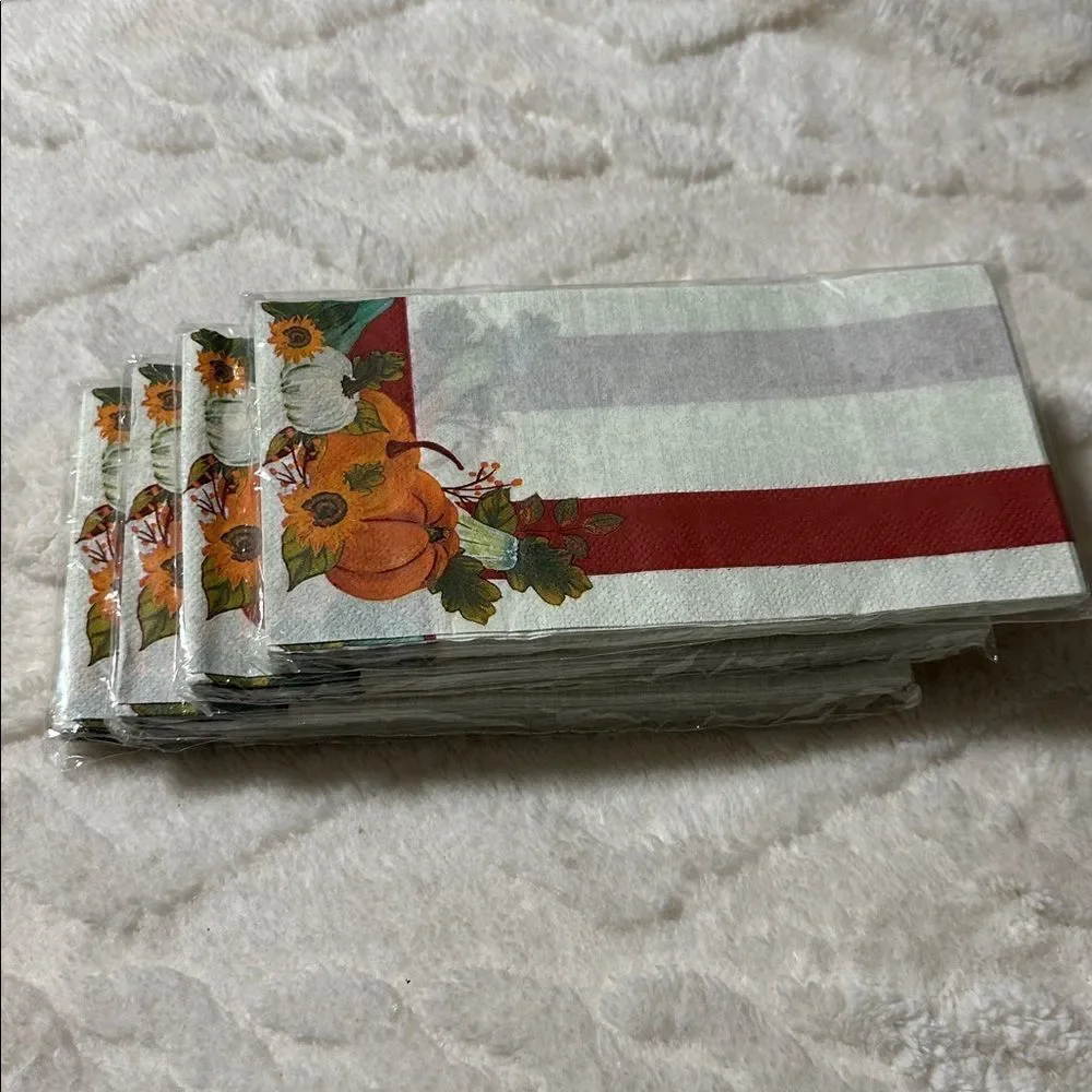 Greenbrier Thanksgiving Harvest Fall Guest Shaped Napkins 14 x 4 packs